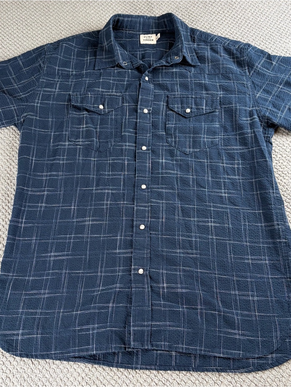 Flint and tinder seersucker pearlsnap button shirt blue